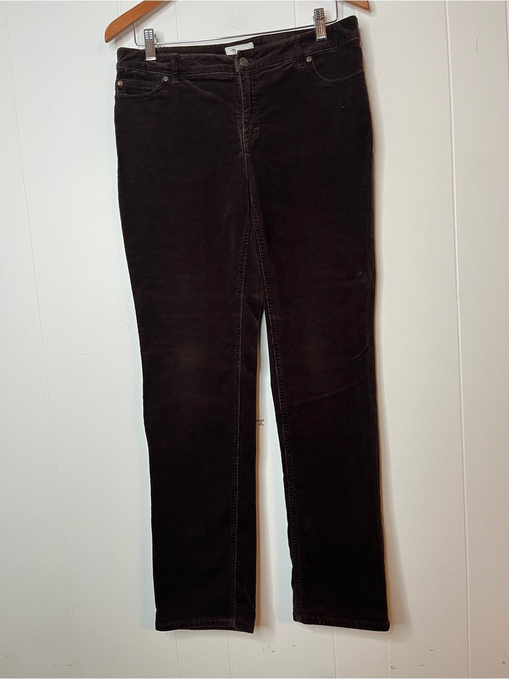 Charter Club Women's Dark Brown Corduroy Pants Classic Jean Cut Straight Leg 6